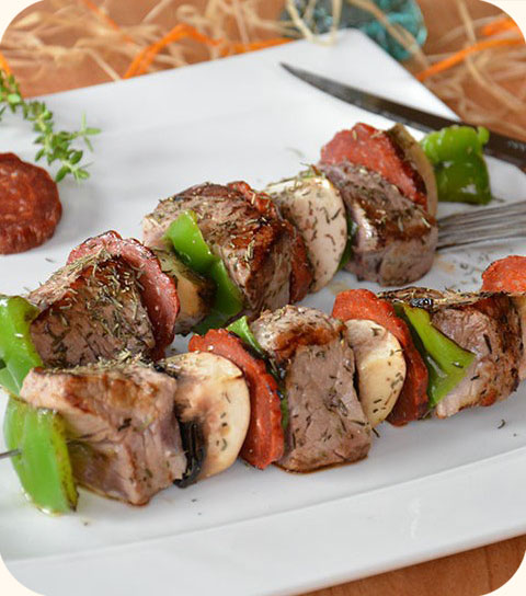 Brochettes de boeuf marinées