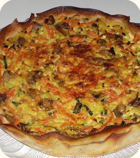 Tarte aux crevettes et aux petits légumes